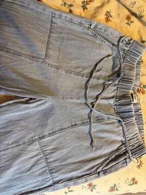kenzie Light Blue Wide-Leg Drawstring Pants